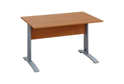 EPK 18 - 12 stůl kancelářský, kovová podnož stříbrná, deska 18 mm, široký 1200 mm, olše jantar